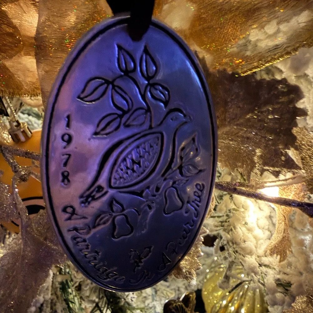 1978 Pewter “Partridge in a‎ Pear Tree” Christmas Ornament – Vintage